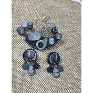 CAS 2018 Brooch Earrings Artisan Set Artwork Grey Modern